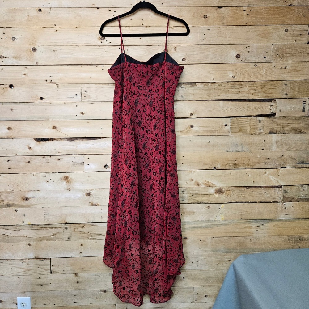 Jessica Howard Red Black Glitter Floral Dress Size 14 Y2K Whimsigoth - Picture 3 of 11